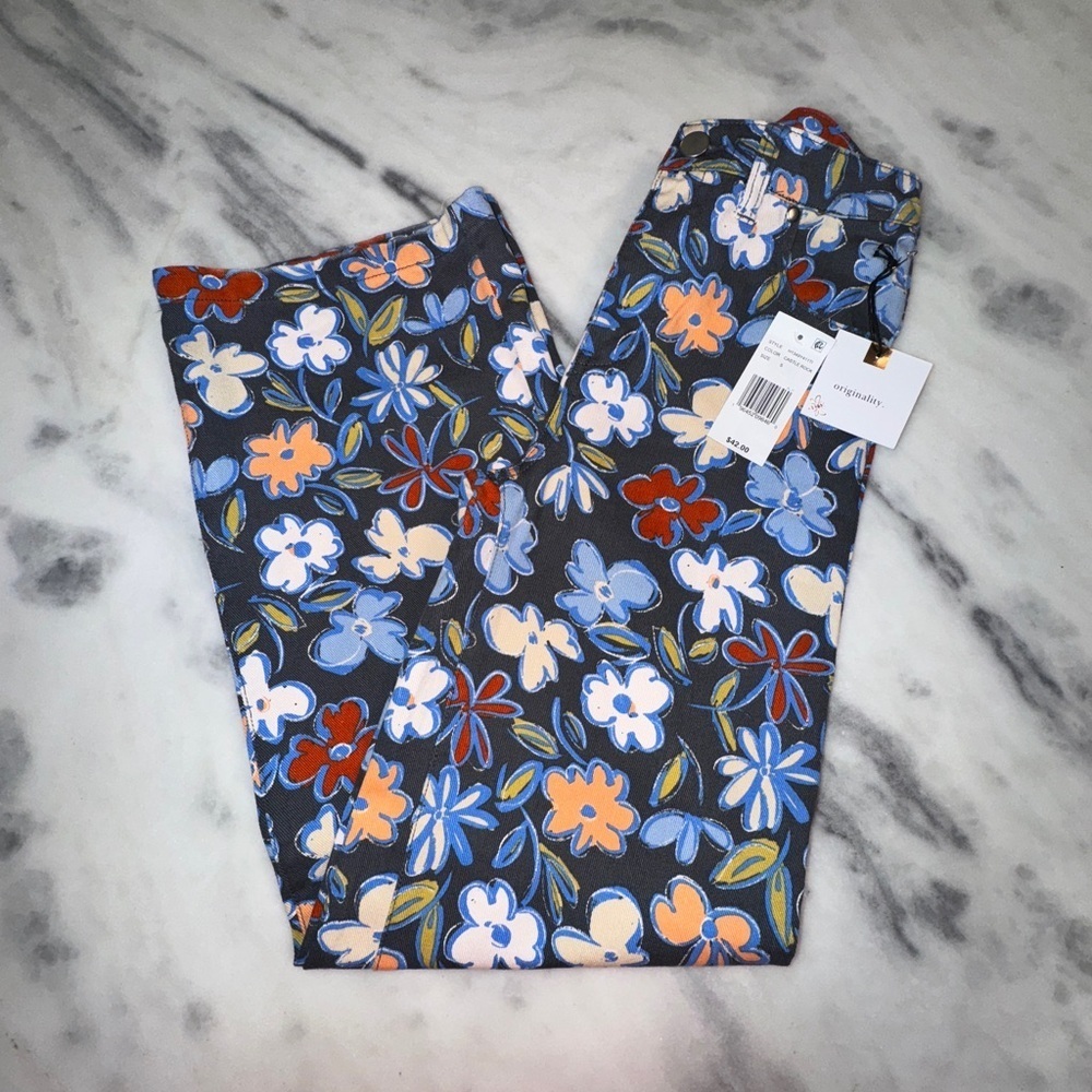 Originality (from Dillards) Girls Floral Jeans Size Small Straight Leg NWT